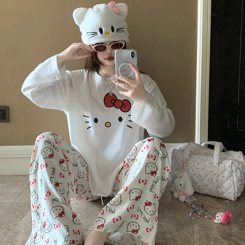 2025新款纯棉睡衣女春秋季长袖可爱学生卡通宽松薄款甜美家居服