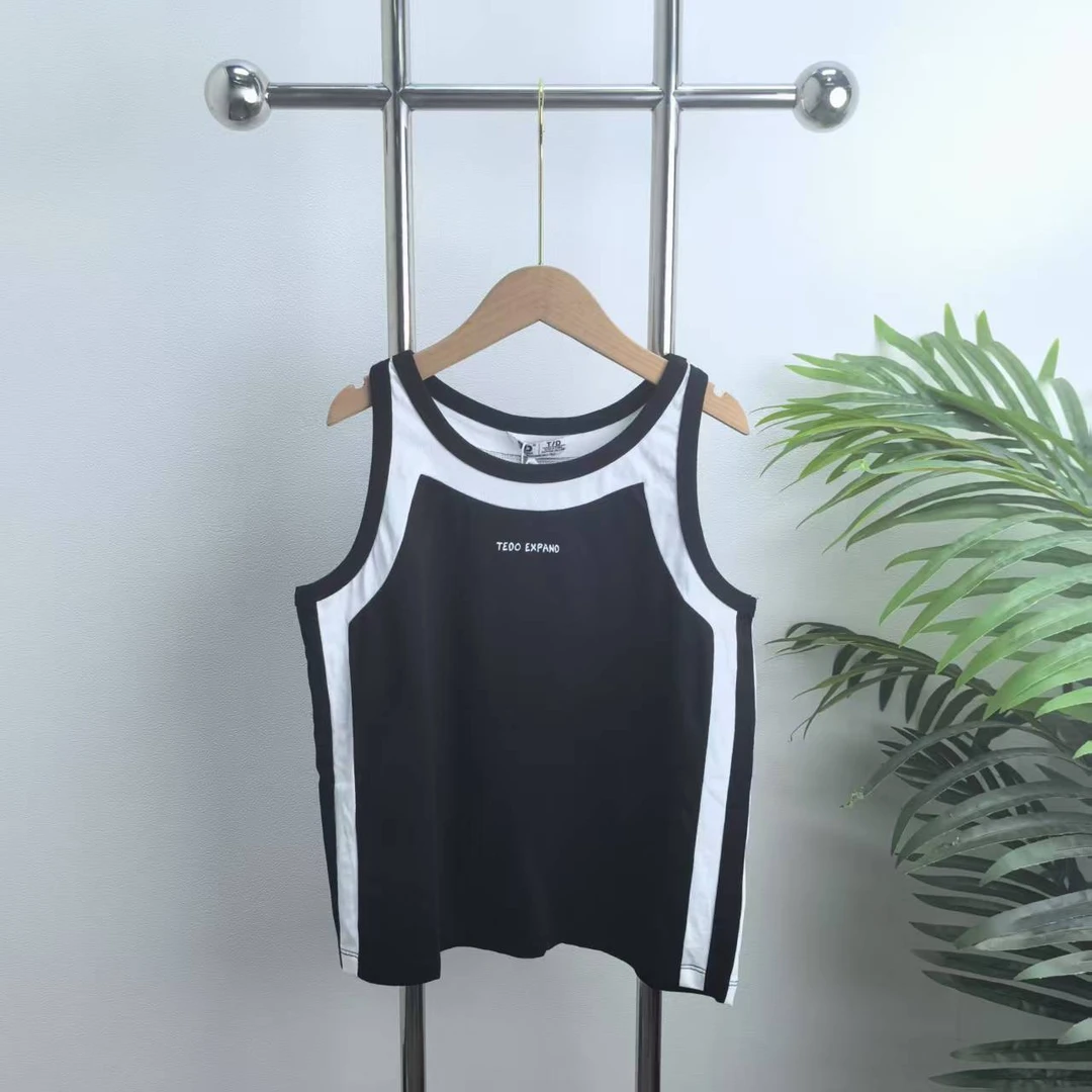 【2061】黑色拼色背心B1-18