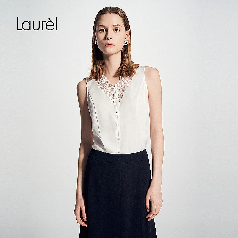【醋纤】Laurel劳芮25春新款醋酸蕾丝V领凉感背心女LWD361B01500