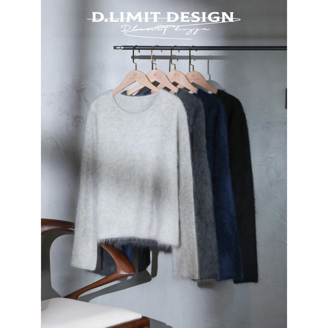 【D.Limit design】248G全羊绒蓬松拉绒软糯亲肤圆领毛衣DLRP2065