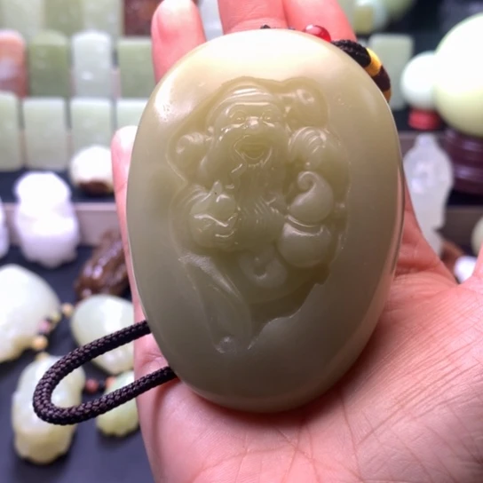 石材方解石手把件