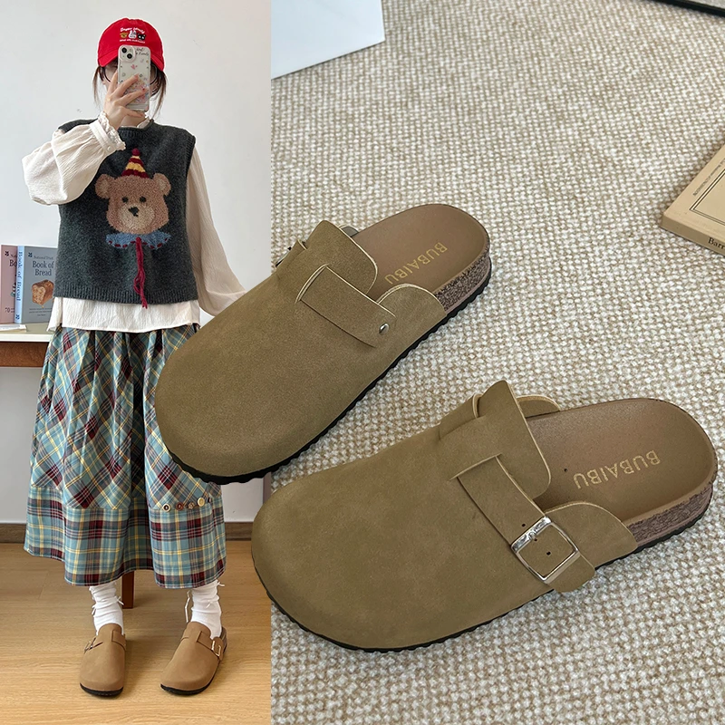 8825-1半拖博肯侧边扣包头半拖鞋软底防滑外穿舒适休闲时尚勃肯