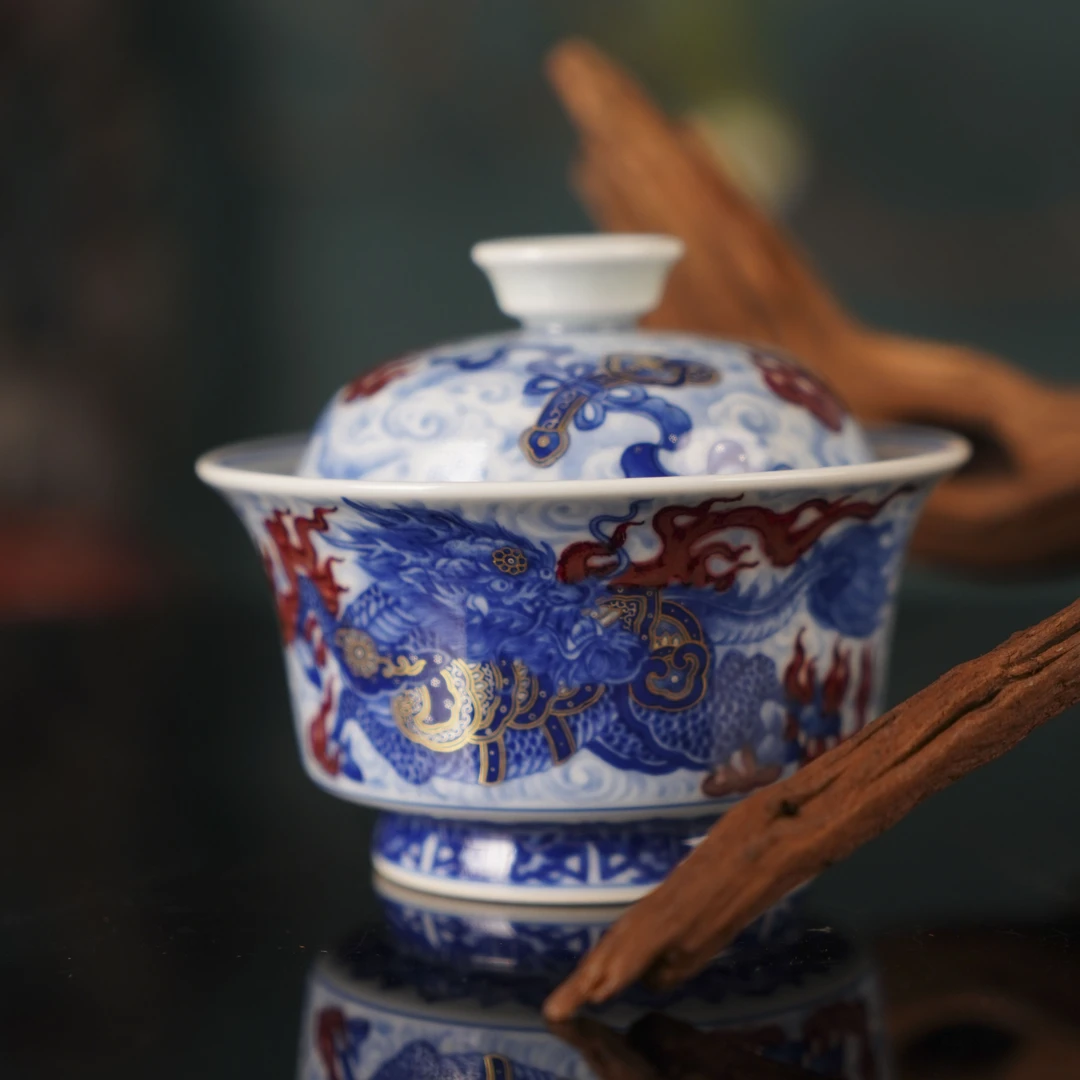 （精选）永明尚玩麒麟马蹄盖碗景德镇陶瓷高端茶具包邮