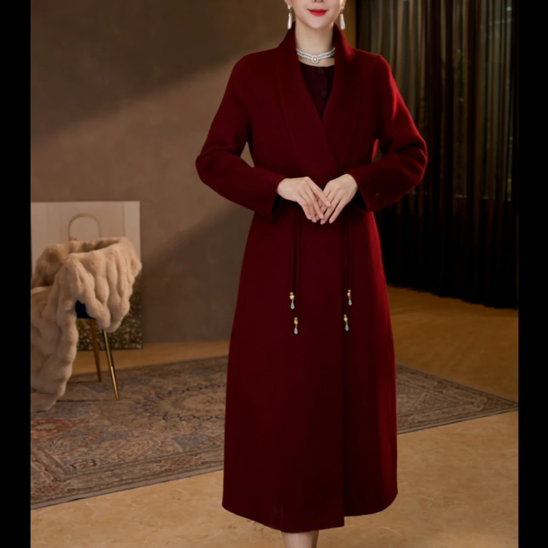 【香妮芬】 LX-315秋冬贵气显瘦大衣2025新款双面绵羊毛洋气呢外套