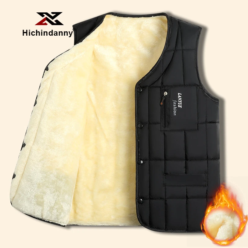 HICHIN加绒加厚马甲男冬季新款保暖背心外套内穿休闲马夹外穿上衣