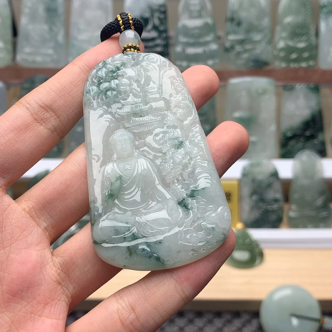 ****源翡翠未镶嵌颈饰阿弥陀佛
