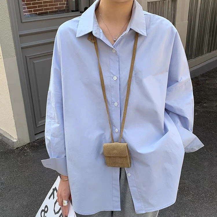 衬衫女设计感小众2025春季新款韩版宽松长袖衬衣外套外穿百搭上衣