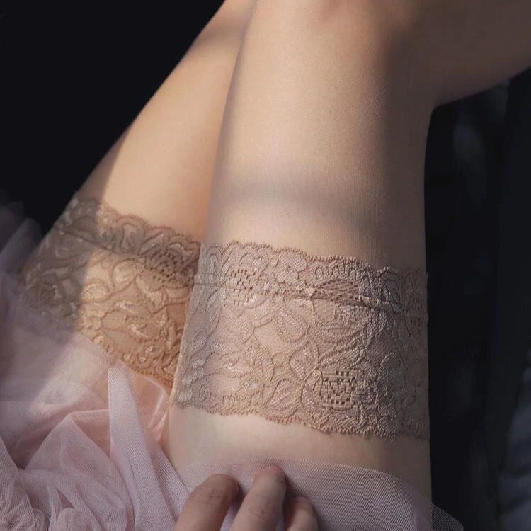 长筒丝袜夏季薄款半截防滑高筒防勾丝过膝袜女夏天防晒蕾丝大腿袜