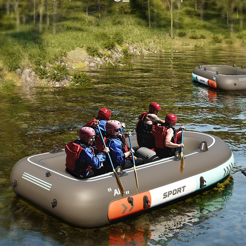充气皮划艇加厚户外家庭钓鱼船耐磨加高冲锋舟双人漂流船充气小船