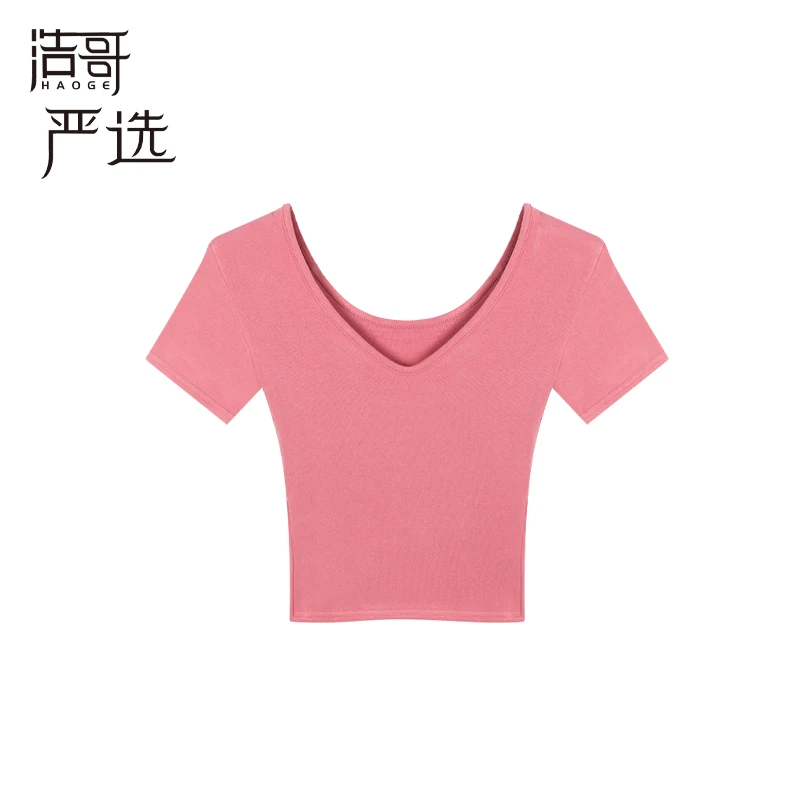 初·Chu●C4TX1305A时尚气质百搭纯色短袖T恤莫奈花园风