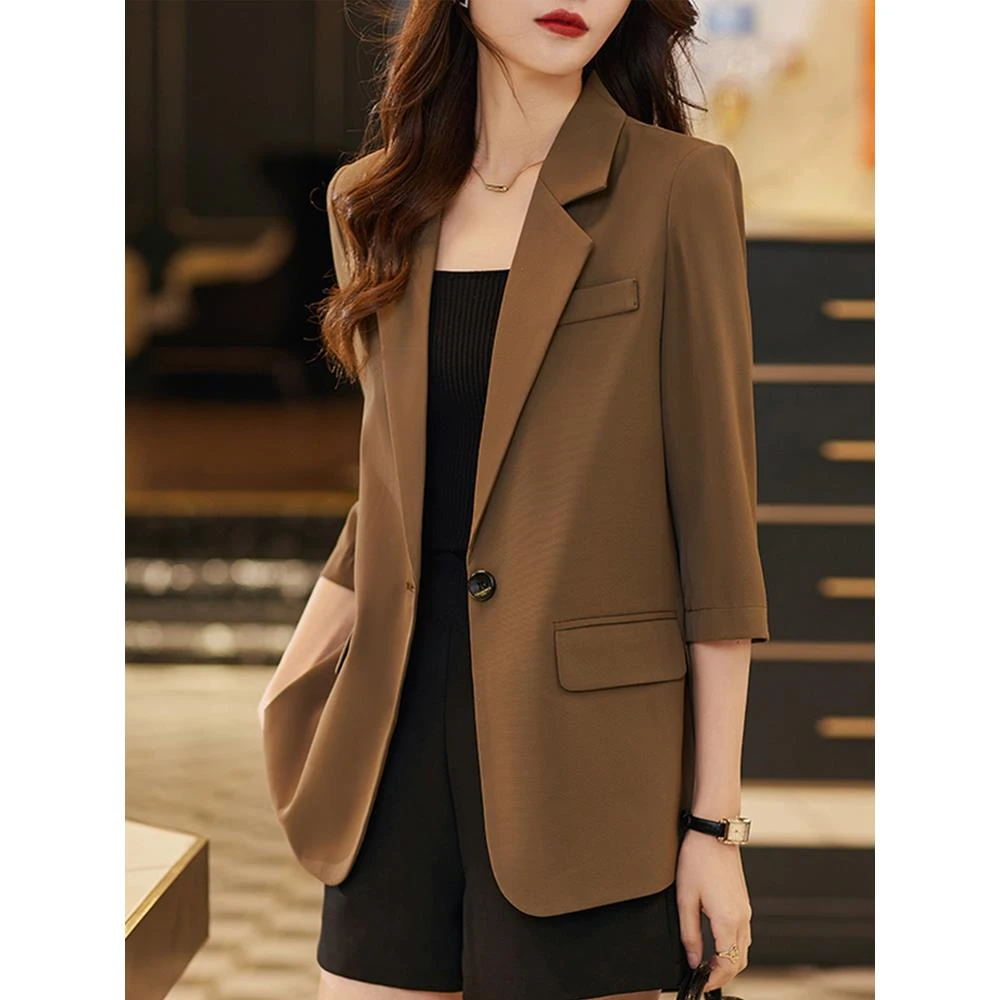小西装外套女士夏季薄款2025新款小个子高级感上衣休闲七分袖西服