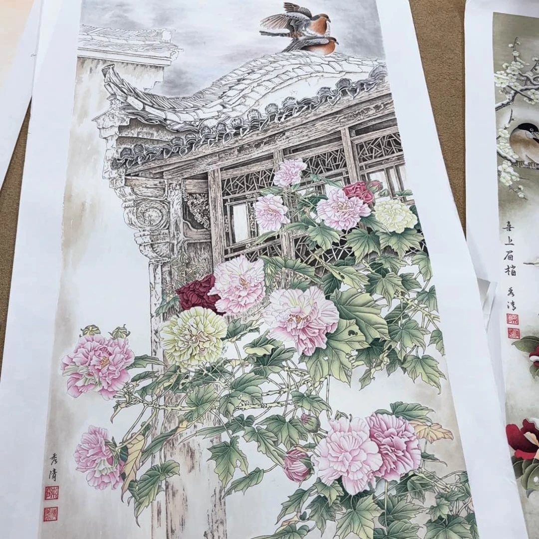 国画宏**饰陈秀清4尺花鸟马