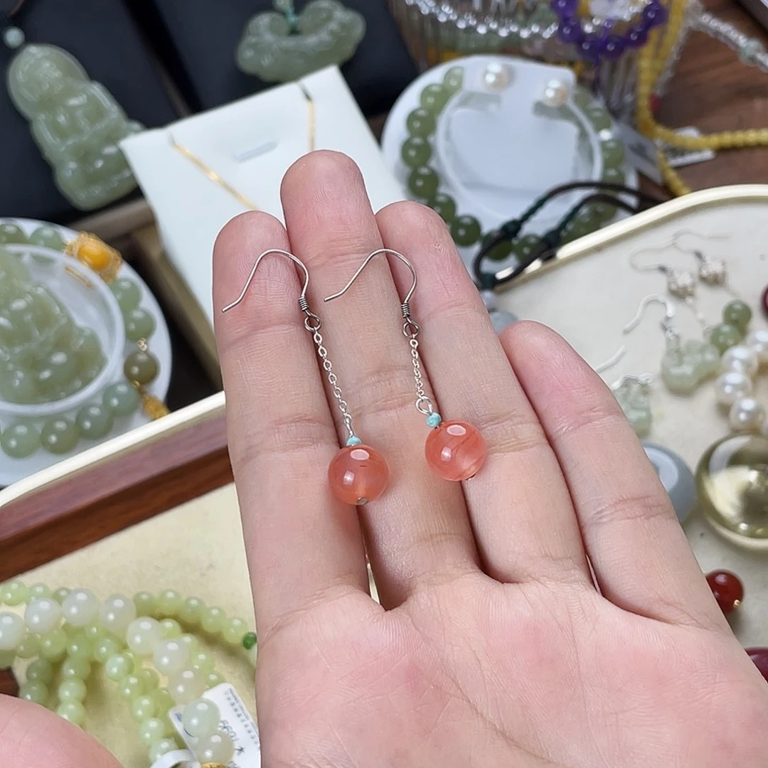 未镶嵌南红玛瑙耳饰