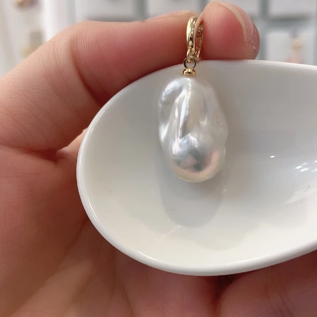 淡水珍珠天然珍珠巴洛克银S925镶嵌