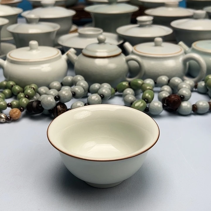 杯月白釉压手杯原矿原釉原产地