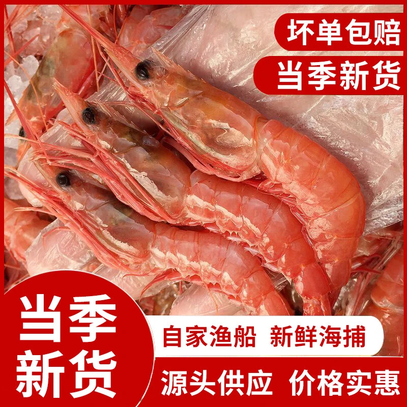 舟山红虾新鲜冰虾大虾鲜活速冻海鲜水产海虾刺身野生海捕1斤装