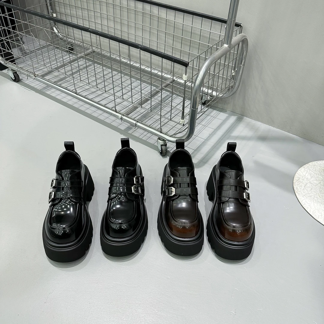 【断码清~捡漏孤品】新款厚底增高乐福鞋卡扣低帮学院风小皮鞋女