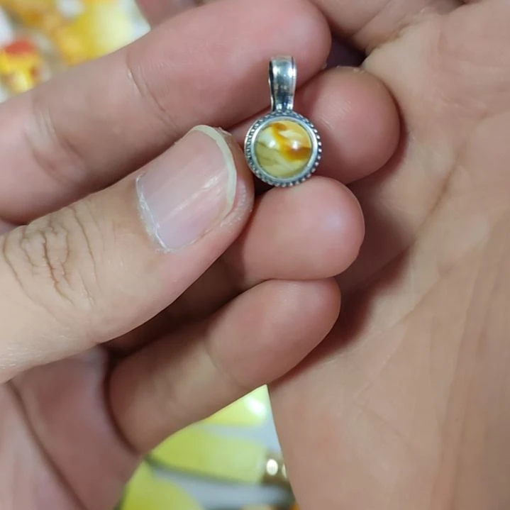 银S925镶嵌琥珀裸石卡子