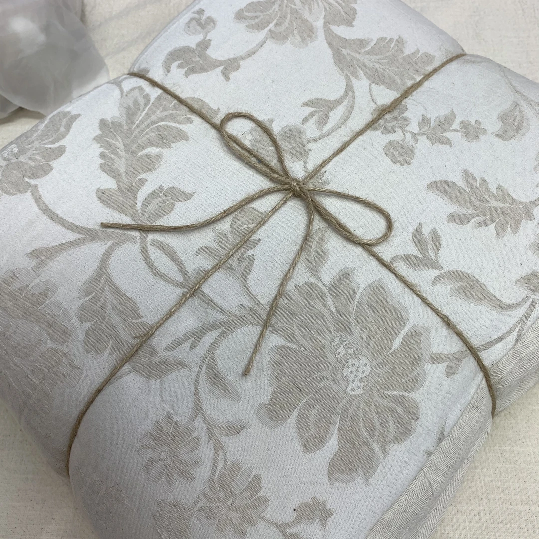 <鲁恬床品>亚麻棉大提花吸汗透气加厚原麻色高品质被套