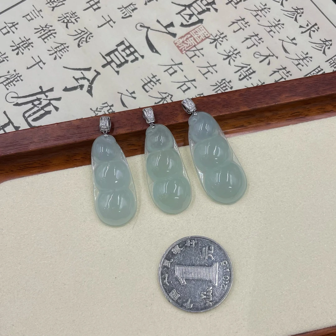 思懿手镯之家18K翡翠福豆约37*16*5mm-K31182B-MC-多样性发一芊芊