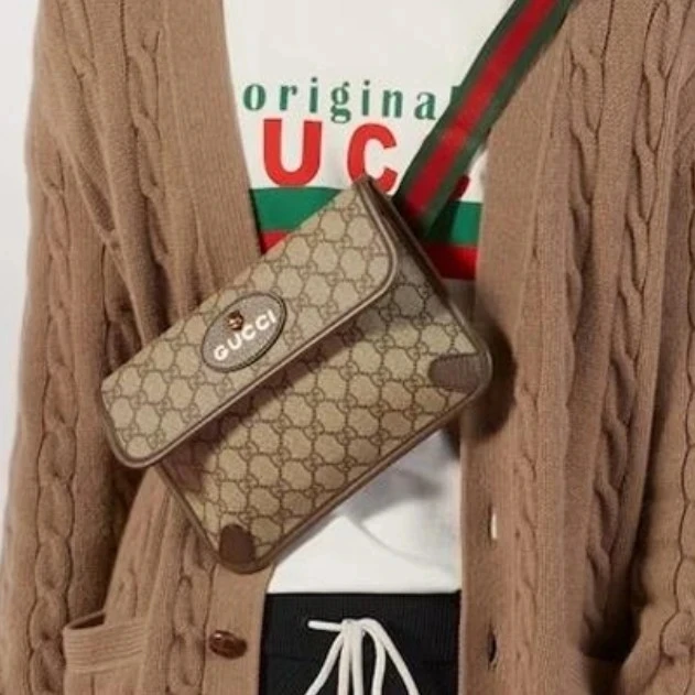 95新 GUCCI/古驰 老花虎头腰包胸包16651525