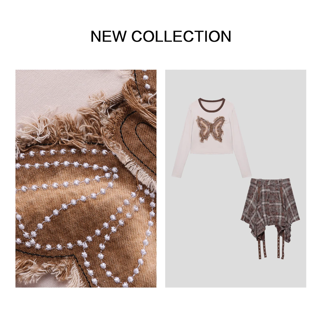 D1F38016B 秋季女士简约休闲裙与上衣套装