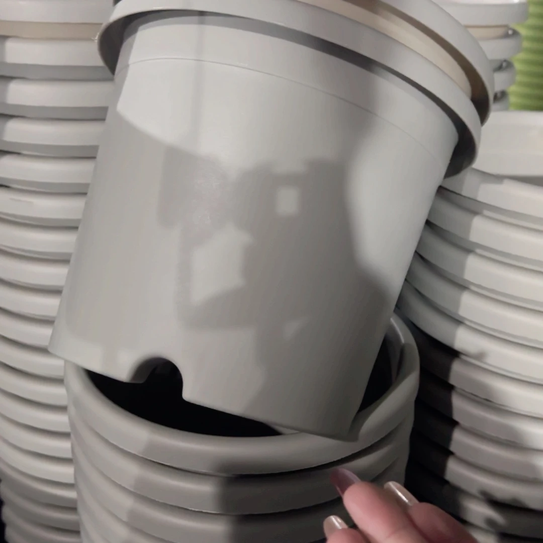 树脂四季盆3#无拖灰白微瑕10