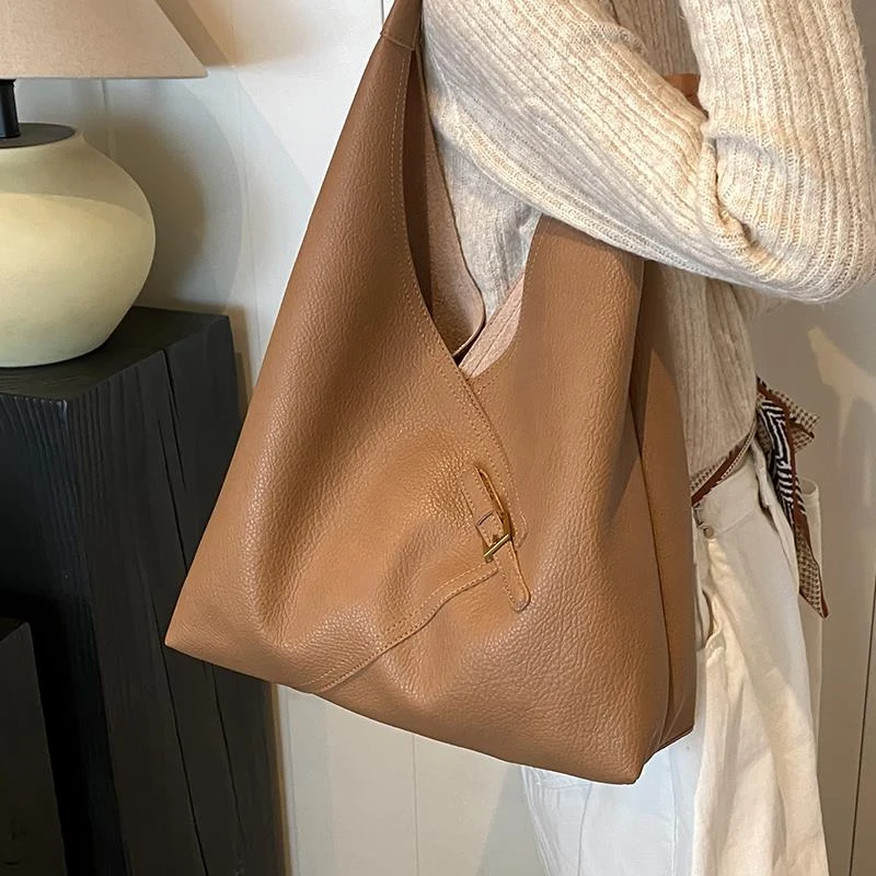 百搭美拉德风托特包女2025新款时尚慵懒风大容量子母包上班通勤包