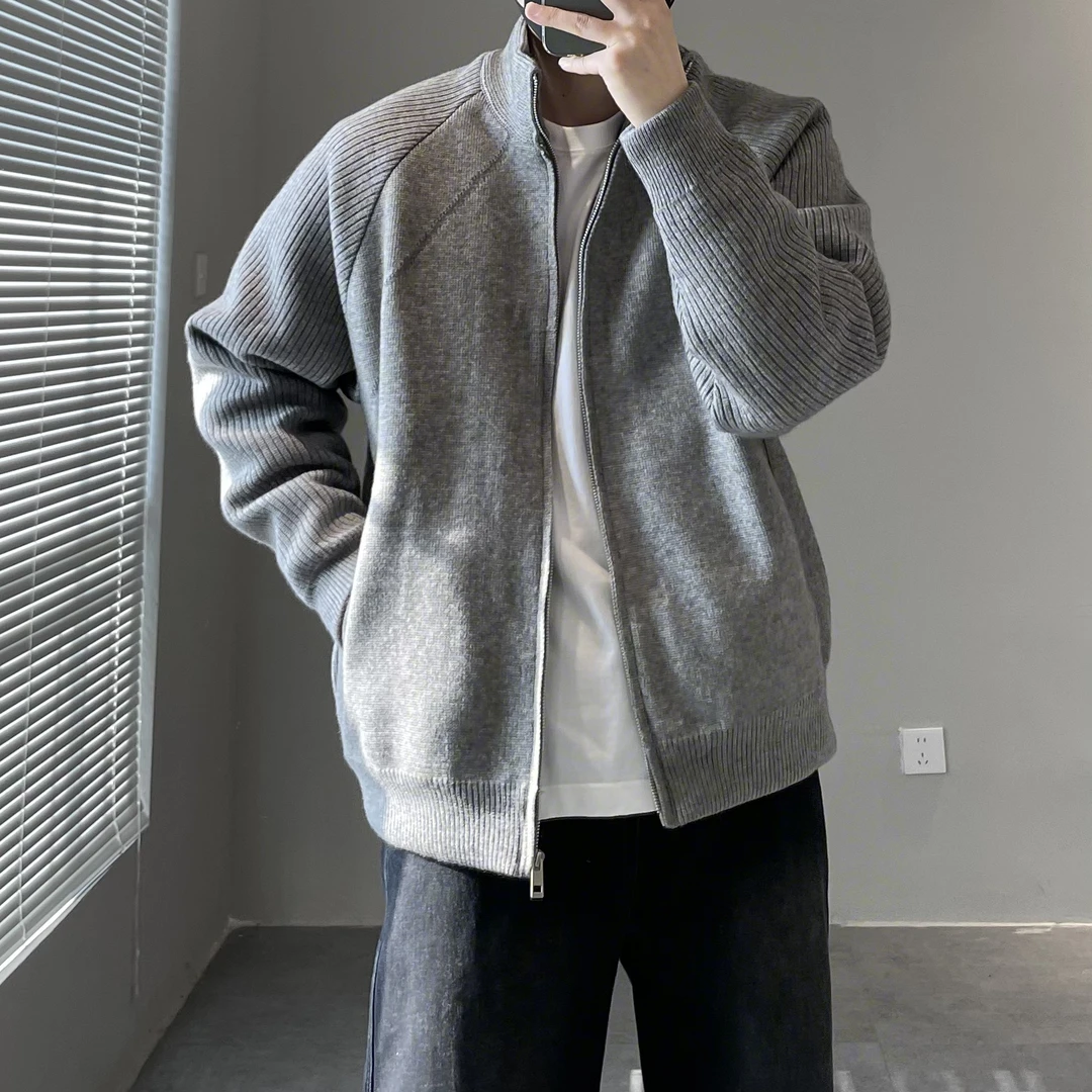 冬季简约休闲 毛衣羽绒服男 新国标90白鸭 针织绒羽绒服复合外套