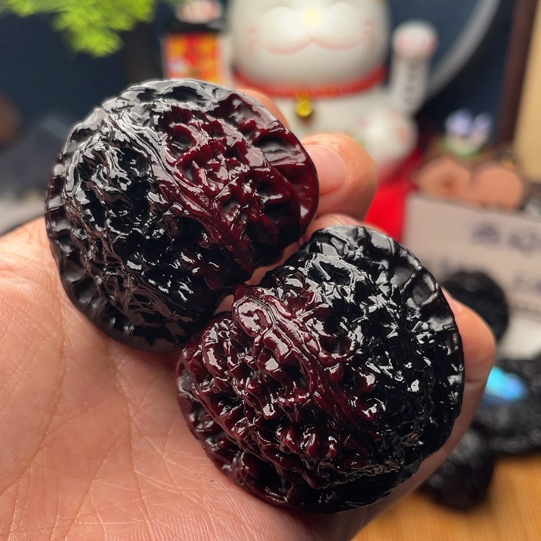 吊坠文玩核桃43对彩狮