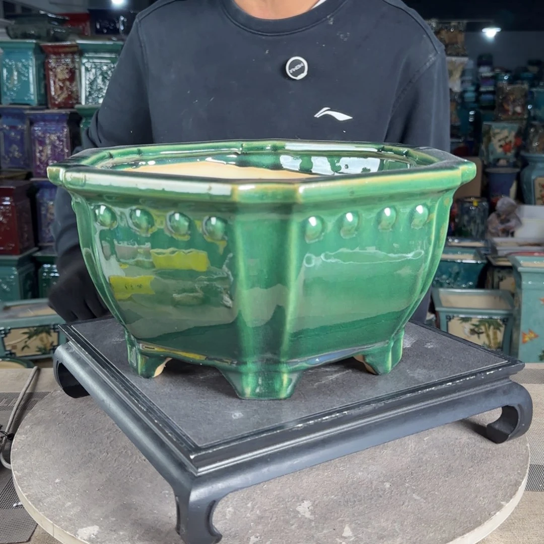 一风堂石湾花盆。高温缝隙