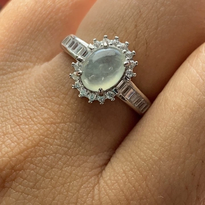 翡翠戒指银S925镶嵌戒指