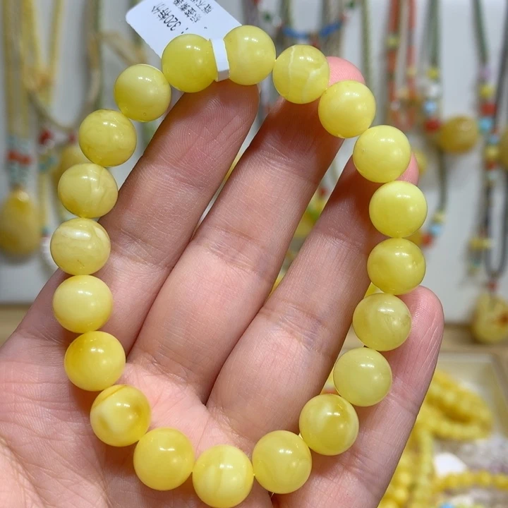 蜜蜡手链未镶嵌特价瑕疵9.8m m