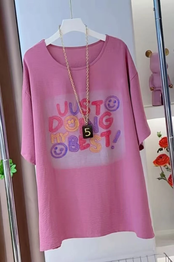 印花短袖ins常规时尚大版潮流字母T恤中款圆领