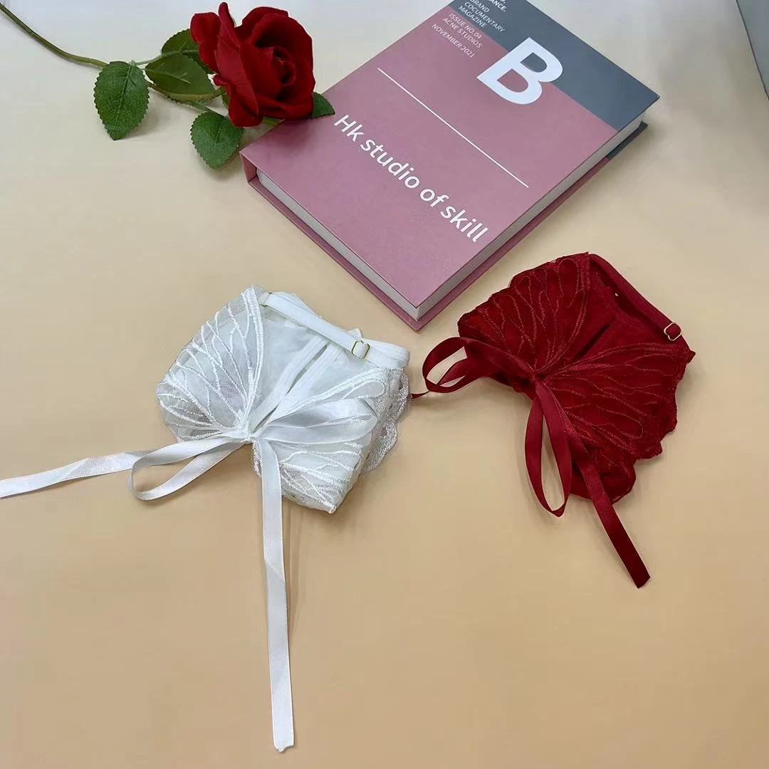 时尚潮流蕾丝大蝴蝶绑带女士小裤 2条