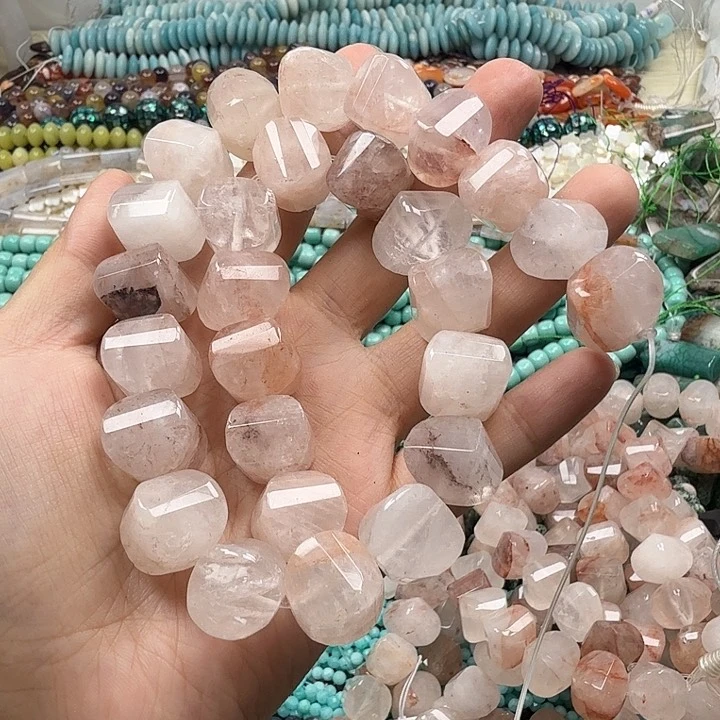 水晶珠宝半成品未镶嵌卡14红胶花方糖一条