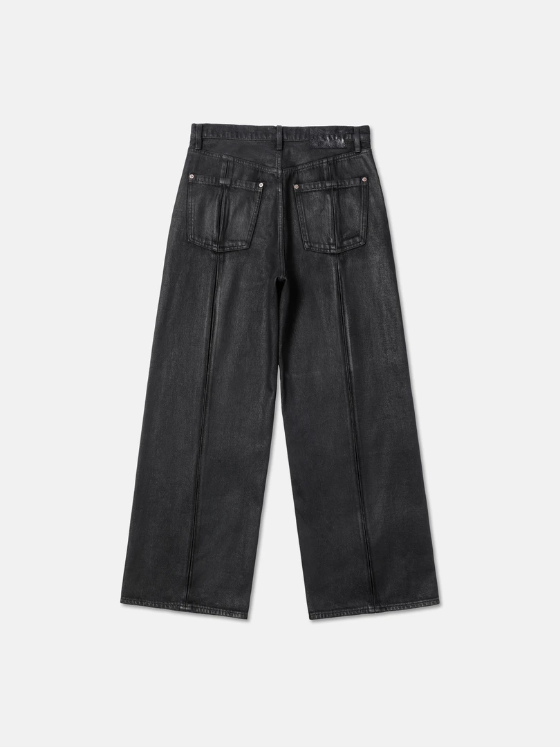 Hobkirk 25FW 进口涂层手工刷蜡 立体剪裁A字直筒宽松水洗牛仔裤