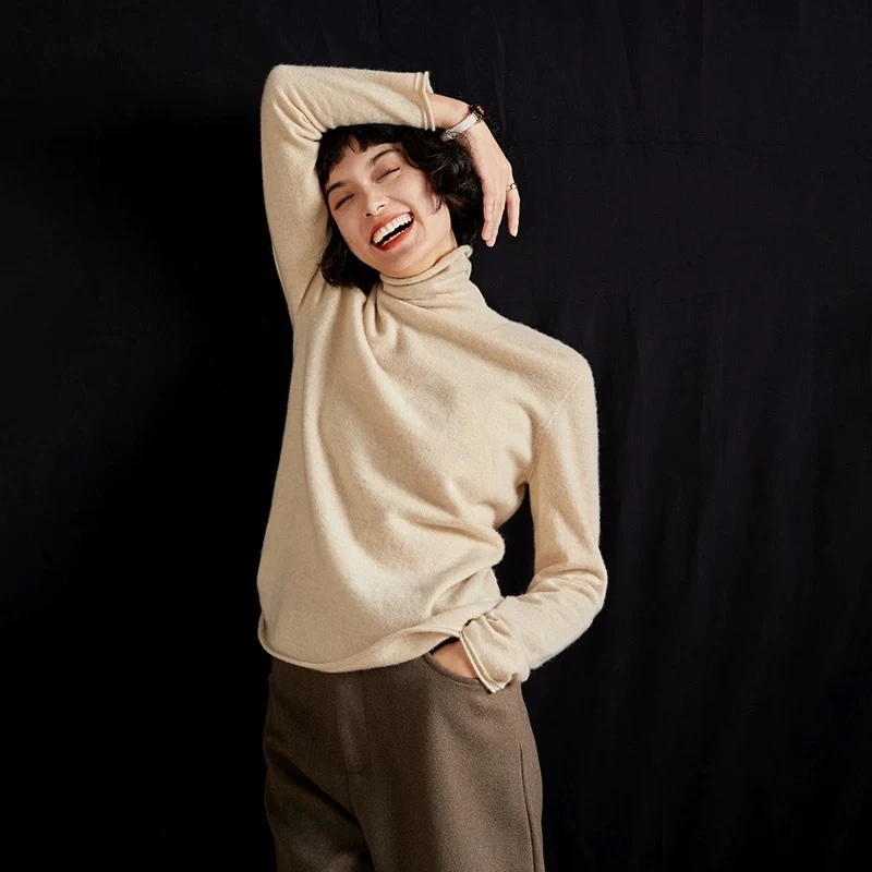 ZHJ203 知禾集 高端女30毛堆堆领毛衣秋冬新款高领宽松内搭针织打