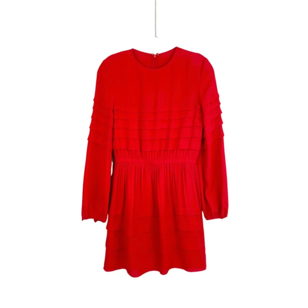 99新 DIOR/迪奥 bb1639  红色长袖蛋糕连衣裙 34码