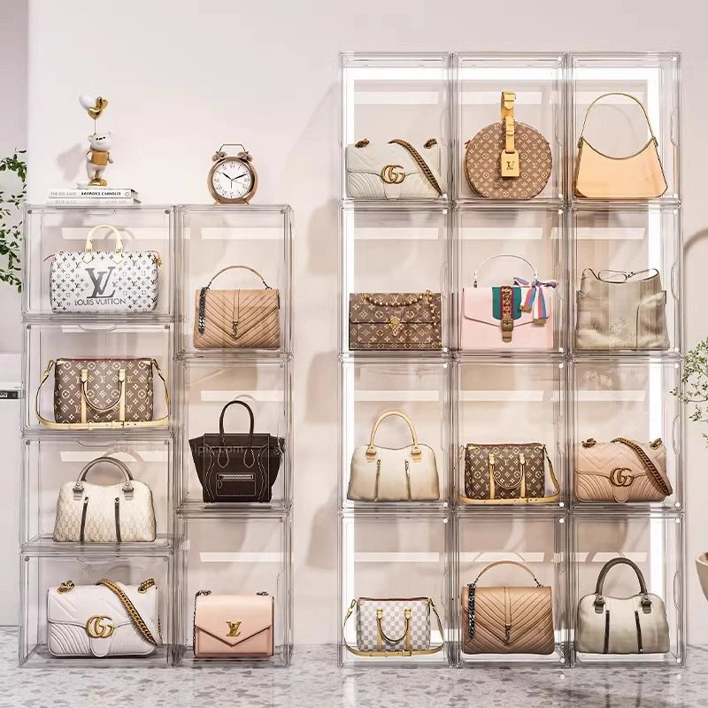包包收纳神器家用透明防尘收纳盒整理置物架防挤压磁吸翻盖易收纳