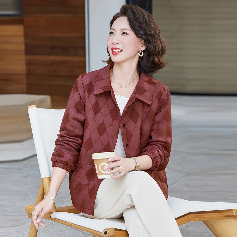 50多岁妈妈秋装外套洋气上衣中老年女装秋款短款风衣休闲夹克开衫