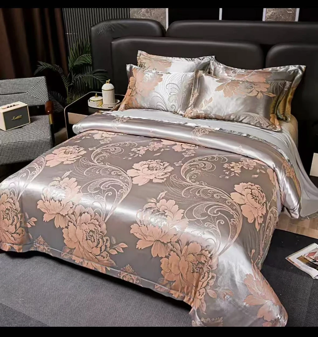轻奢款欧式高档贡缎冰丝提花四件套四季款可机洗单人冰凉