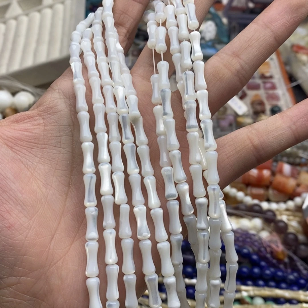 玛瑙/玉髓未镶嵌珠宝半成品一条天然5×12白蝶贝长竹节