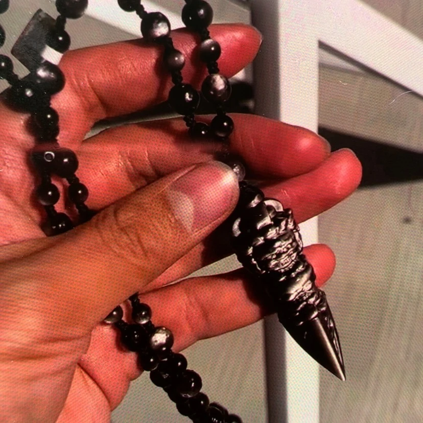 【闪购商品】黑曜岩吊坠(赠链)未镶嵌撒**隆月球高定珠链