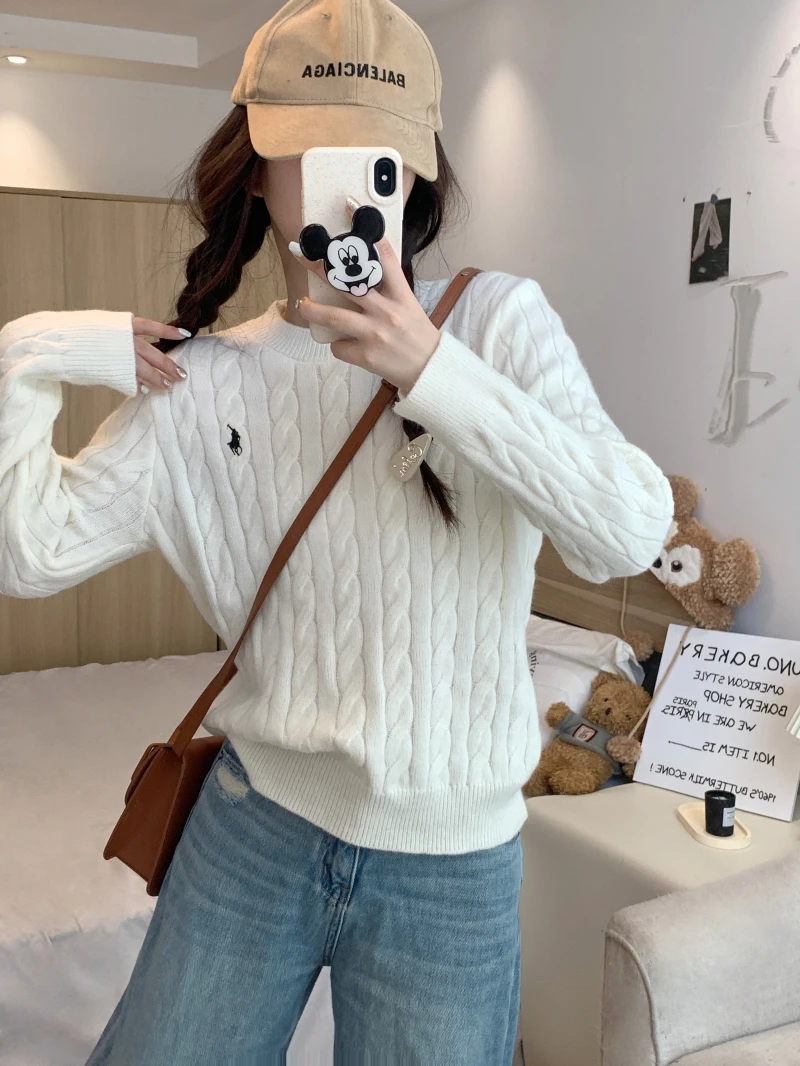 常规款长袖加厚圆领洋气毛针织衫打底衫上衣常规