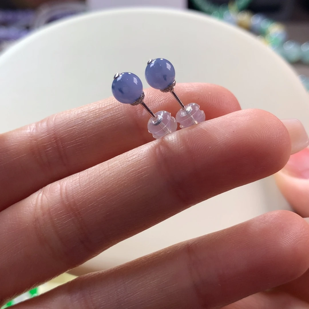 翡翠颈饰未镶嵌妖紫飘绿卡6耳钉