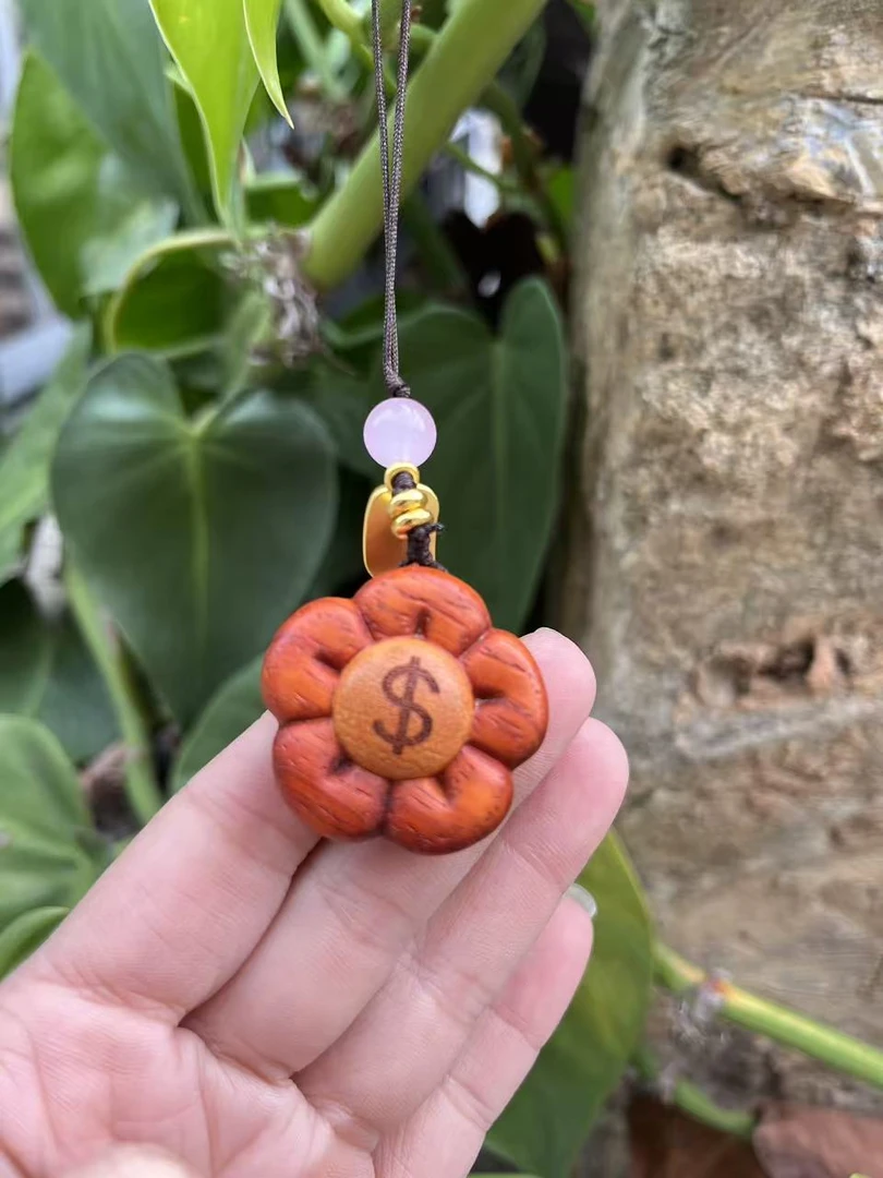 有钱花 红花梨 黄金檀 木质手机挂链