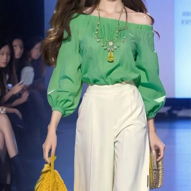 搭配一整套韩系绿色上衣套装裤女今流行漂亮温柔系炸街奶乖时尚