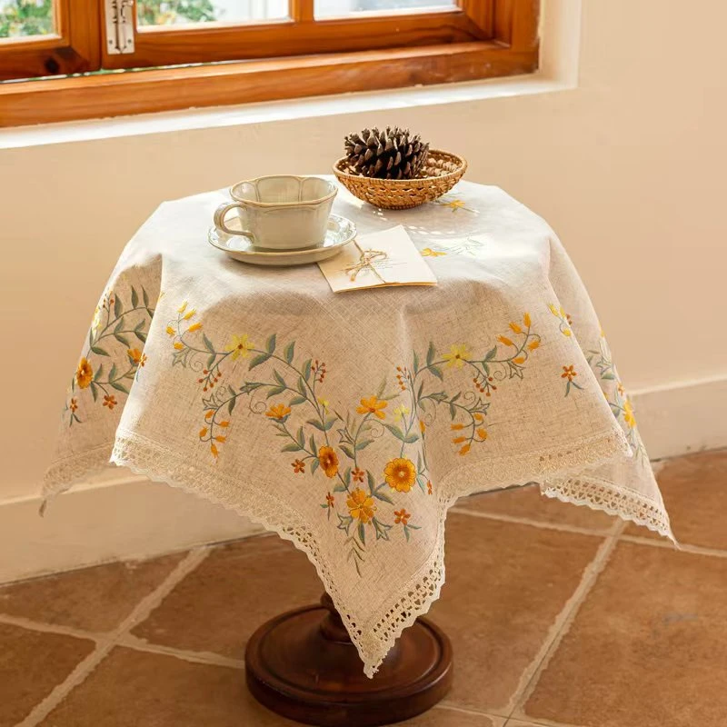 60*60【1089款】法式轻奢桌布高级感台布书桌茶几ins风圆桌球球边盖