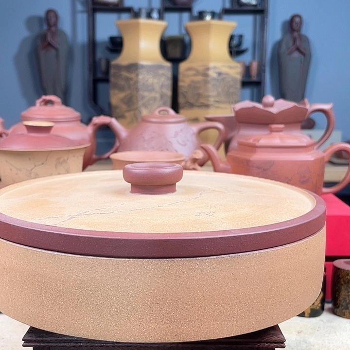 茶杯紫砂一饼装茶叶罐花泥